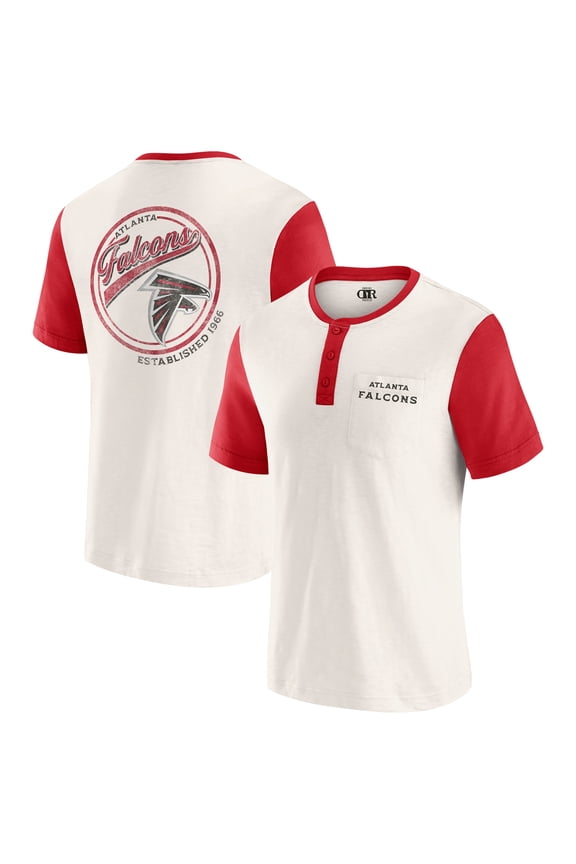 Men's Darius Rucker Collection by Fanatics Cream Atlanta Falcons Henley Colorblock Slub Pocket T-Shirt