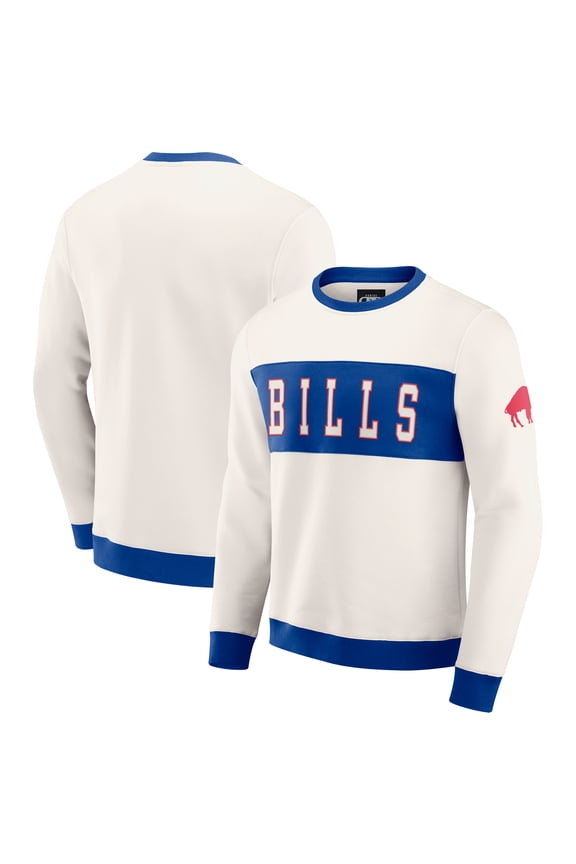 Men's Darius Rucker Collection by Fanatics Cream Buffalo Bills Colorblock Pullover Sweatshirt