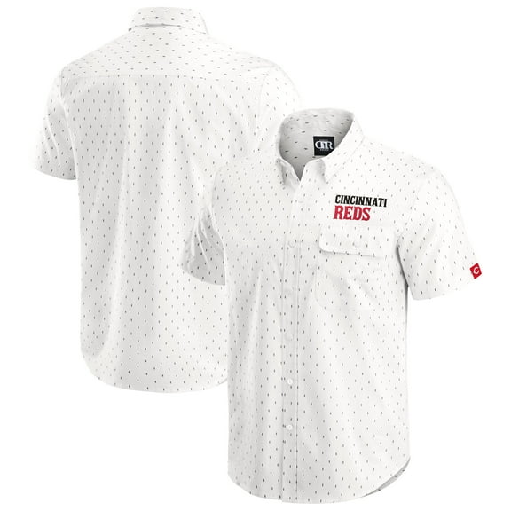 Men's-Darius Rucker Collection by Fanatics  Cream Cincinnati Reds Printed Button-Down Shirt