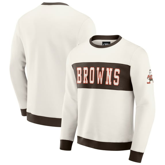 Men's Darius Rucker Collection by Fanatics Cream Cleveland Browns Colorblock Pullover Sweatshirt