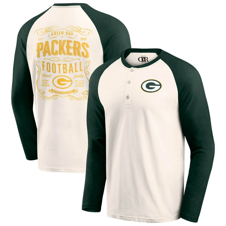 Men's Darius Rucker Collection by Fanatics Cream/Green Green Bay Packers  Raglan Henley T-Shirt - Walmart.com