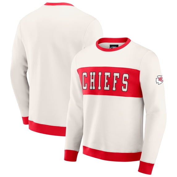 Men's Darius Rucker Collection by Fanatics Cream Kansas City Chiefs Colorblock Pullover Sweatshirt
