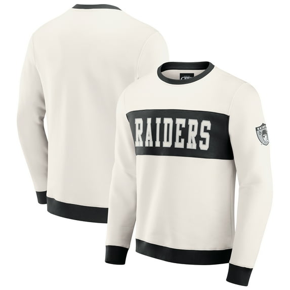 Men's Darius Rucker Collection by Fanatics Cream Las Vegas Raiders Colorblock Pullover Sweatshirt