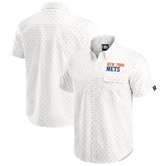 Men's-Darius Rucker Collection by Fanatics  Cream New York Mets Printed Button-Down Shirt
