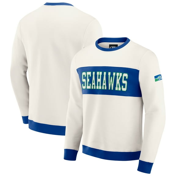 Men's Darius Rucker Collection by Fanatics Cream Seattle Seahawks Colorblock Pullover Sweatshirt