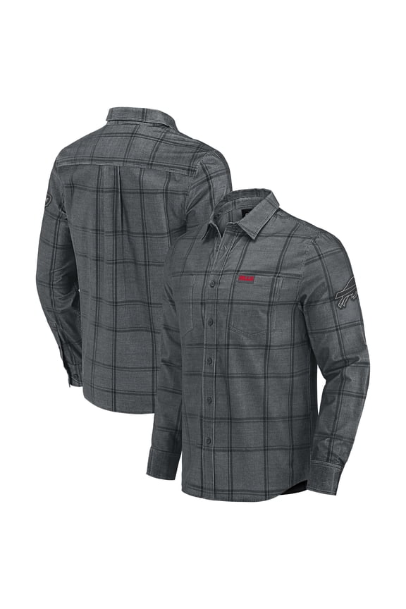 Men's Darius Rucker Collection by Fanatics Gray Buffalo Bills Micro Corduroy Plaid Button Up Shirt