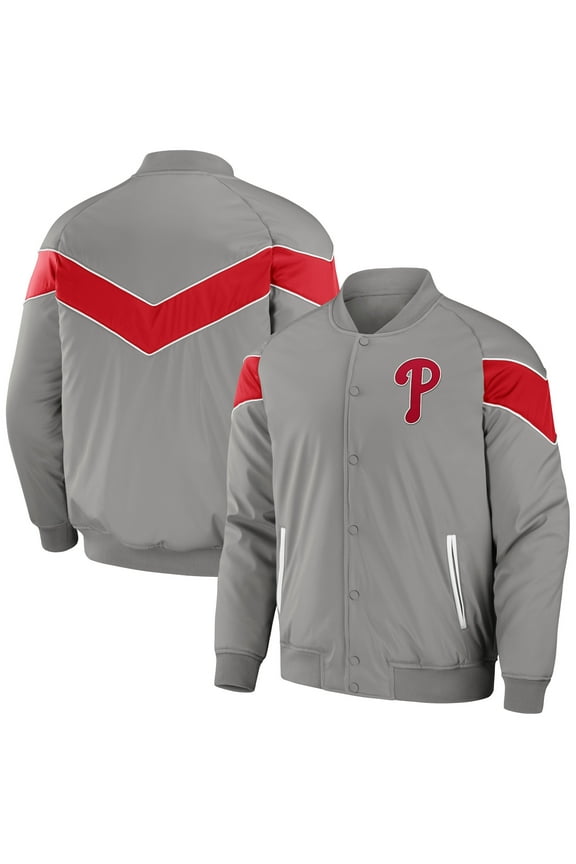 Men's Darius Rucker Collection by Fanatics Gray Philadelphia Phillies Baseball Raglan Full-Snap Jacket