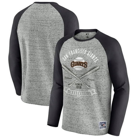 Men's Darius Rucker Collection by Fanatics Heather Gray San Francisco Giants Raw Edge Raglan Long Sleeve Baseball