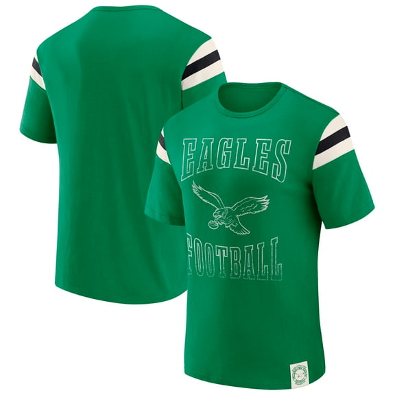 Men's Darius Rucker Collection by Fanatics Kelly Green Philadelphia Eagles Distressed Throwback Shoulder Stripe T-Shirt