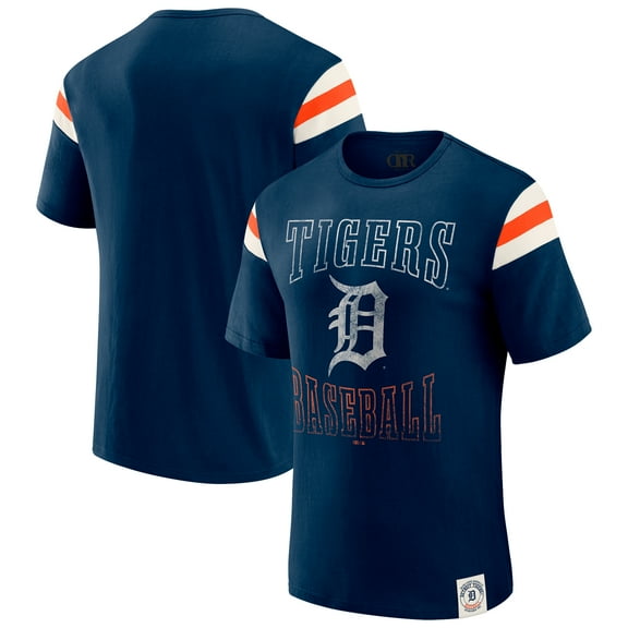 Men's Darius Rucker Collection by Fanatics Navy Detroit Tigers Distressed Sleeve Stripe T-Shirt