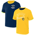 thumbnail image 1 of Men's Darius Rucker Collection by Fanatics Navy/Gold Milwaukee Brewers Two-Way Ringer Reversible T-Shirt, 1 of 5