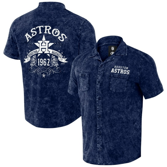 Men's Darius Rucker Collection by Fanatics Navy Houston Astros Denim Team Color Button-Up Shirt