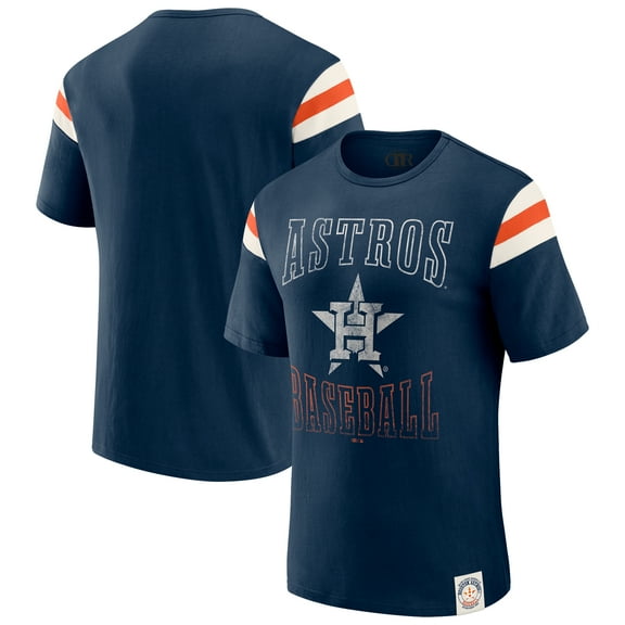 Men's Darius Rucker Collection by Fanatics Navy Houston Astros Distressed Sleeve Stripe T-Shirt