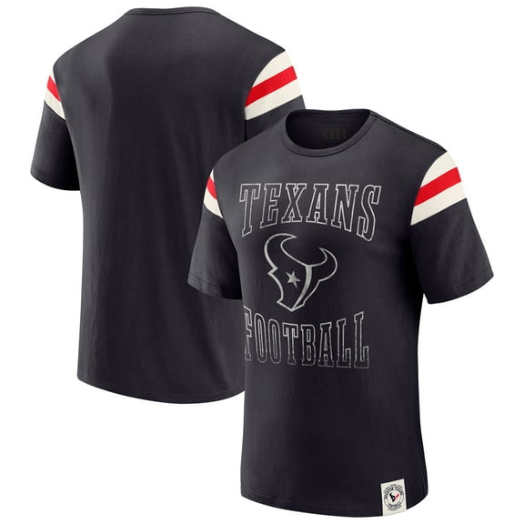Men's Darius Rucker Collection by Fanatics  Navy Houston Texans Football Stripe Sleeve T-Shirt