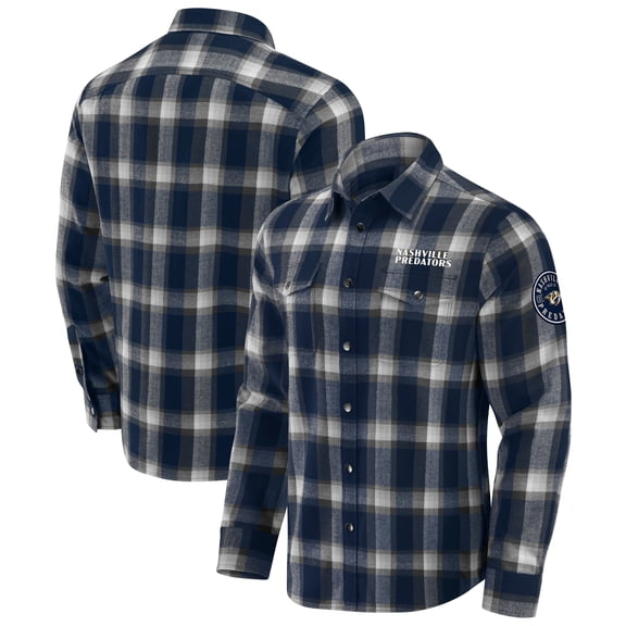 Men's Darius Rucker Collection by Fanatics Navy Nashville Predators Flannel Plaid Full-Snap Shirt