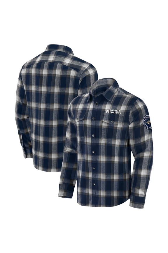 Men's Darius Rucker Collection by Fanatics Navy Nashville Predators Flannel Plaid Full-Snap Shirt