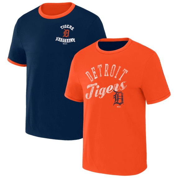 Men's Darius Rucker Collection by Fanatics Navy/Orange Detroit Tigers Two-Way Ringer Reversible T-Shirt