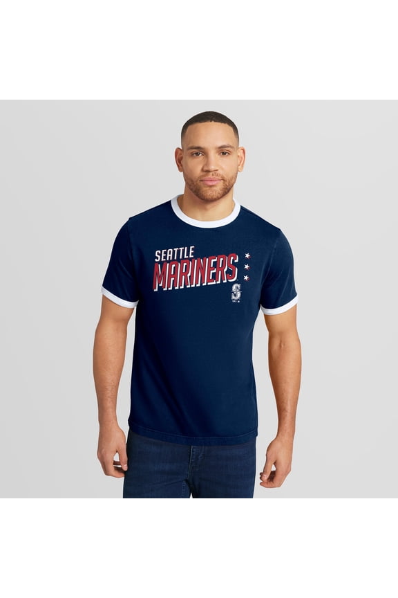 Men's Darius Rucker Collection by Fanatics Navy Seattle Mariners Americana Washed Ringer T-Shirt