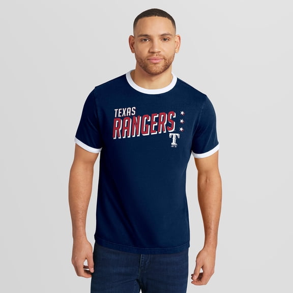 Men's Darius Rucker Collection by Fanatics  Navy Texas Rangers Americana Washed Ringer T-Shirt