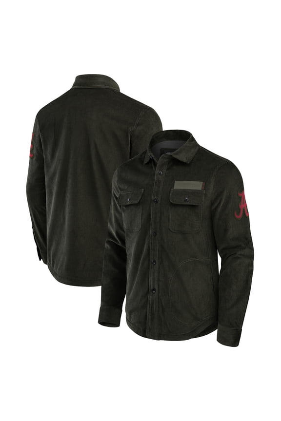 Men's Darius Rucker Collection by Fanatics Olive Alabama Crimson Tide Corduroy Full-Button Shacket