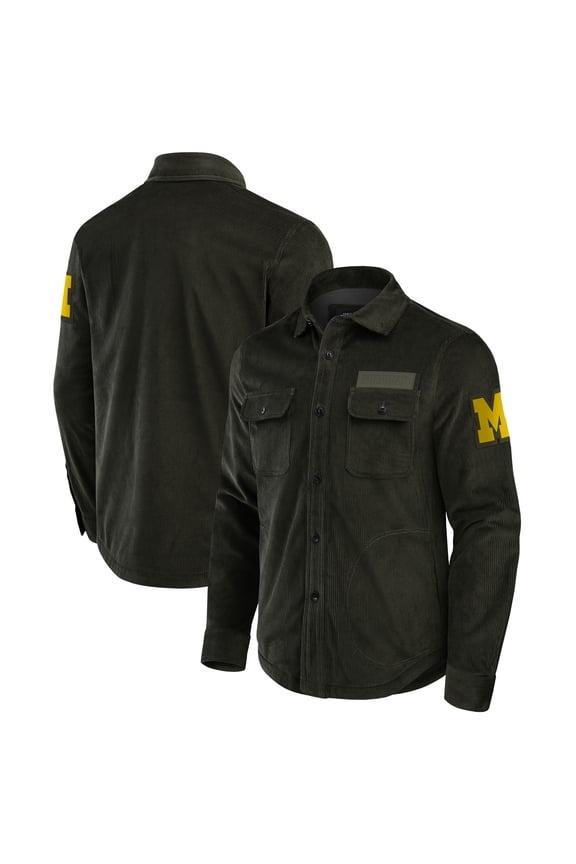 Men's Darius Rucker Collection by Fanatics Olive Michigan Wolverines Corduroy Full-Button Shacket