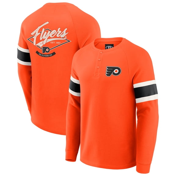 Men's Darius Rucker Collection by Fanatics Orange Philadelphia Flyers Waffle-Knit Raglan Long Sleeve Henley T-Shirt