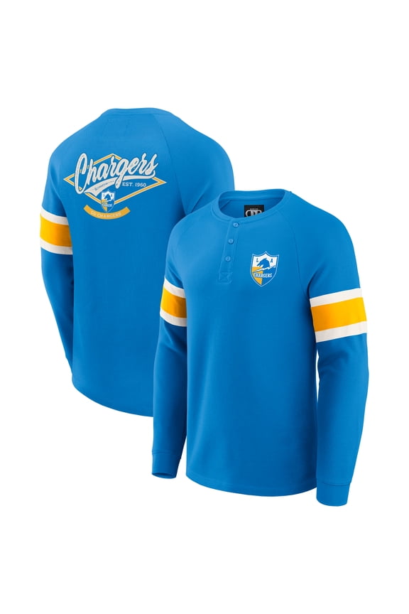 Men's Darius Rucker Collection by Fanatics Powder Blue Los Angeles Chargers Waffle-Knit Raglan Long Sleeve Henley