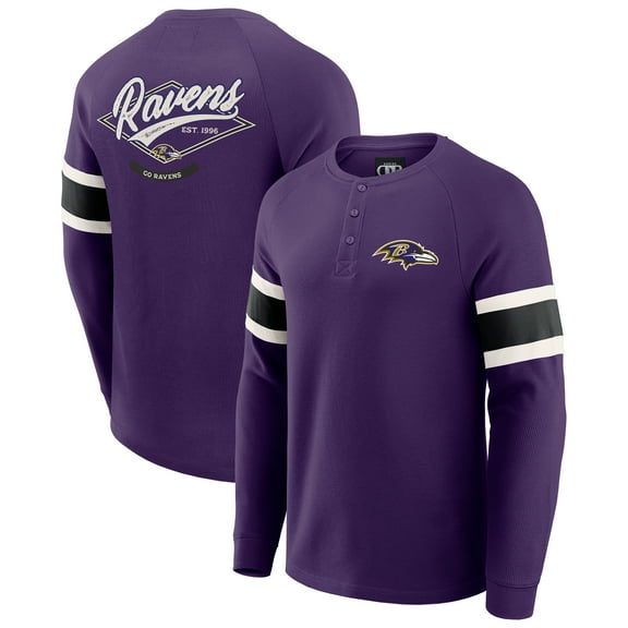 Men's Darius Rucker Collection by Fanatics Purple Baltimore Ravens Waffle-Knit Raglan Long Sleeve Henley T-Shirt