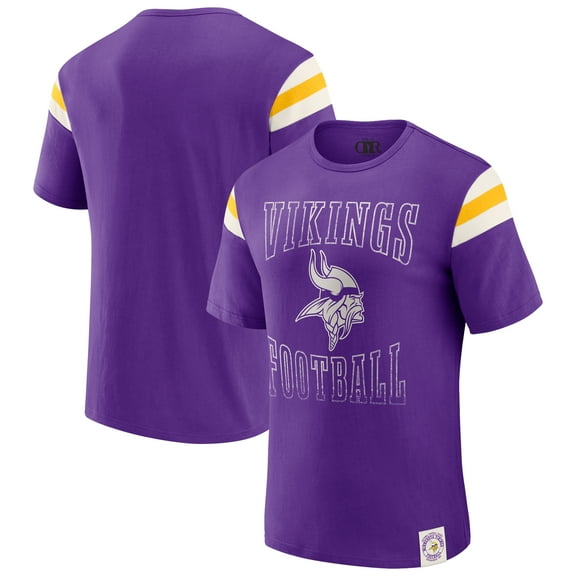 Men's Darius Rucker Collection by Fanatics  Purple Minnesota Vikings Football Stripe Sleeve T-Shirt