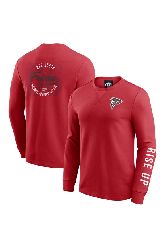 Men's Darius Rucker Collection by Fanatics Red Atlanta Falcons Washed Waffle-Knit Long Sleeve T-Shirt