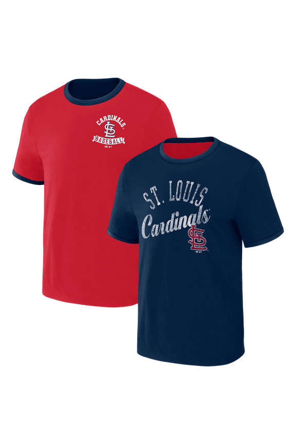 Men's Darius Rucker Collection by Fanatics Red/Navy St. Louis Cardinals Two-Way Ringer Reversible T-Shirt
