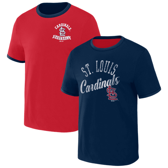 Men's Darius Rucker Collection by Fanatics Red/Navy St. Louis Cardinals Two-Way Ringer Reversible T-Shirt