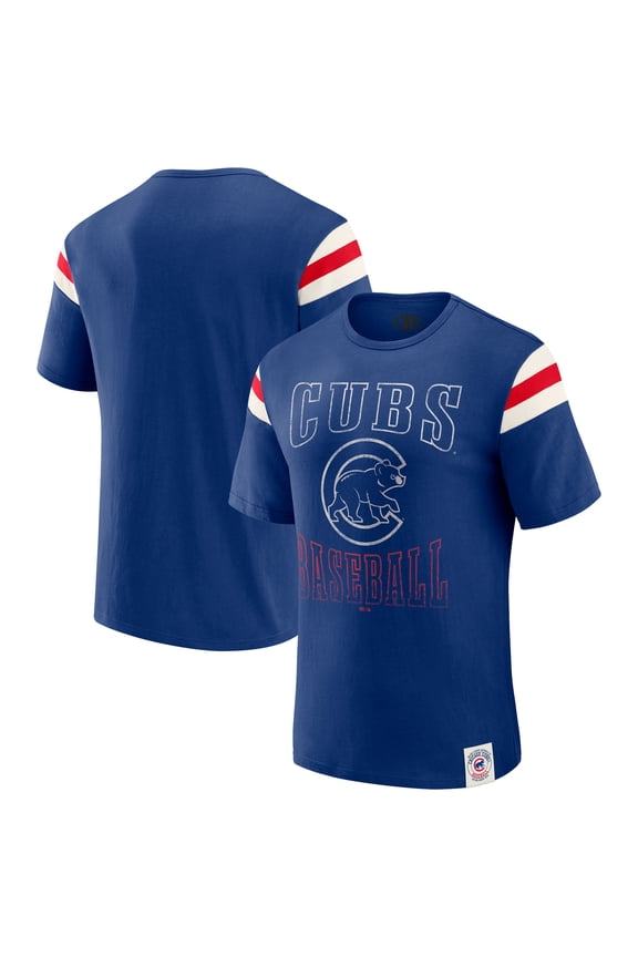 Men's Darius Rucker Collection by Fanatics Royal Chicago Cubs Distressed Sleeve Stripe T-Shirt