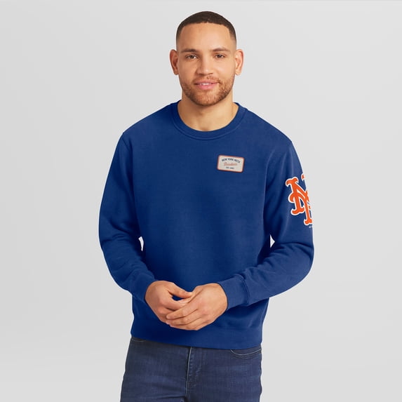 Men's Darius Rucker Collection by Fanatics Royal New York Mets Washed Crew Neck Pullover Sweatshirt