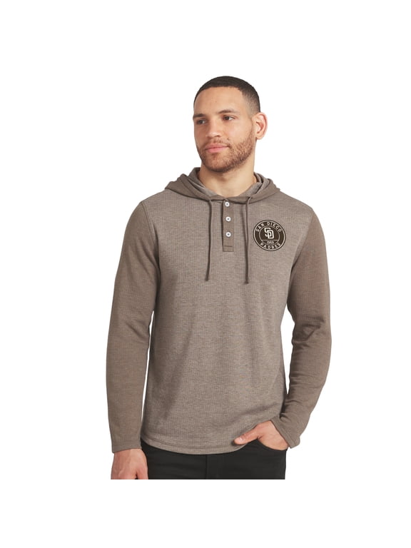 Men's Darius Rucker Collection by Fanatics Tan/Brown San Diego Padres Knit Hooded Henley Long Sleeve T-Shirt