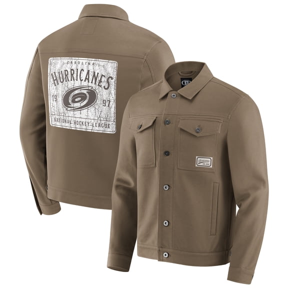 Men's Darius Rucker Collection by Fanatics Tan Carolina Hurricanes Trucker Full-Button Jacket