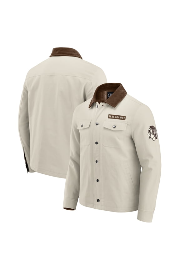 Men's Darius Rucker Collection by Fanatics Tan Chicago Blackhawks Midweight Canvas Full-Button Jacket
