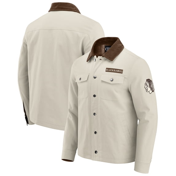 Men's Darius Rucker Collection by Fanatics Tan Chicago Blackhawks Midweight Canvas Full-Button Jacket