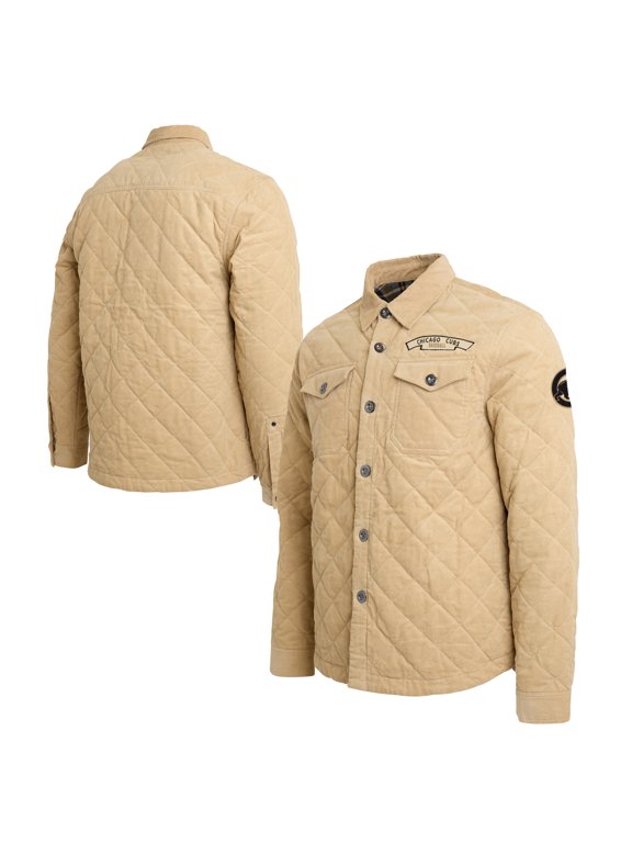 Men's Darius Rucker Collection by Fanatics Tan Chicago Cubs Thin Wale Button-Up Corduroy Shacket