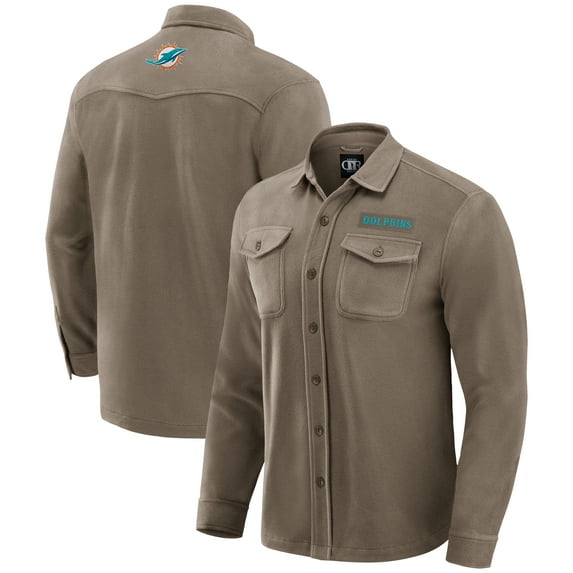 Men's Darius Rucker Collection by Fanatics Tan Miami Dolphins Polar Fleece Cozy Button-Up Shirt