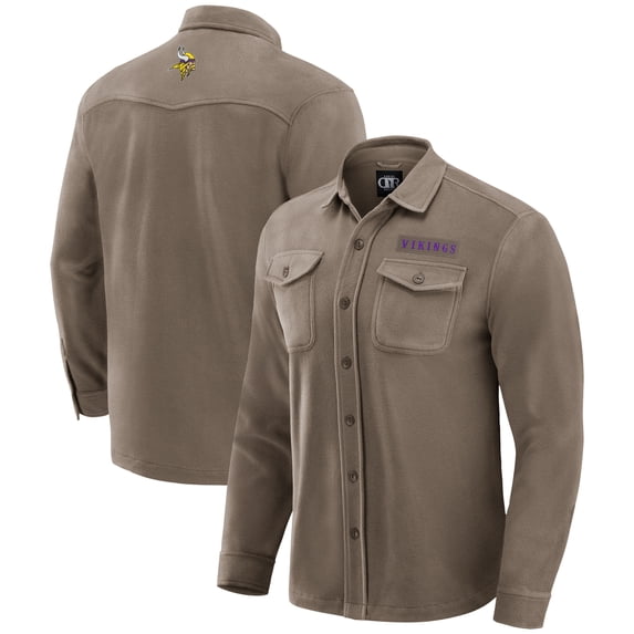 Men's Darius Rucker Collection by Fanatics Tan Minnesota Vikings Polar Fleece Cozy Button-Up Shirt