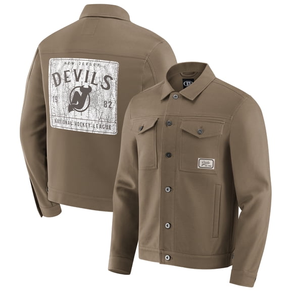 Men's Darius Rucker Collection by Fanatics Tan New Jersey Devils Trucker Full-Button Jacket