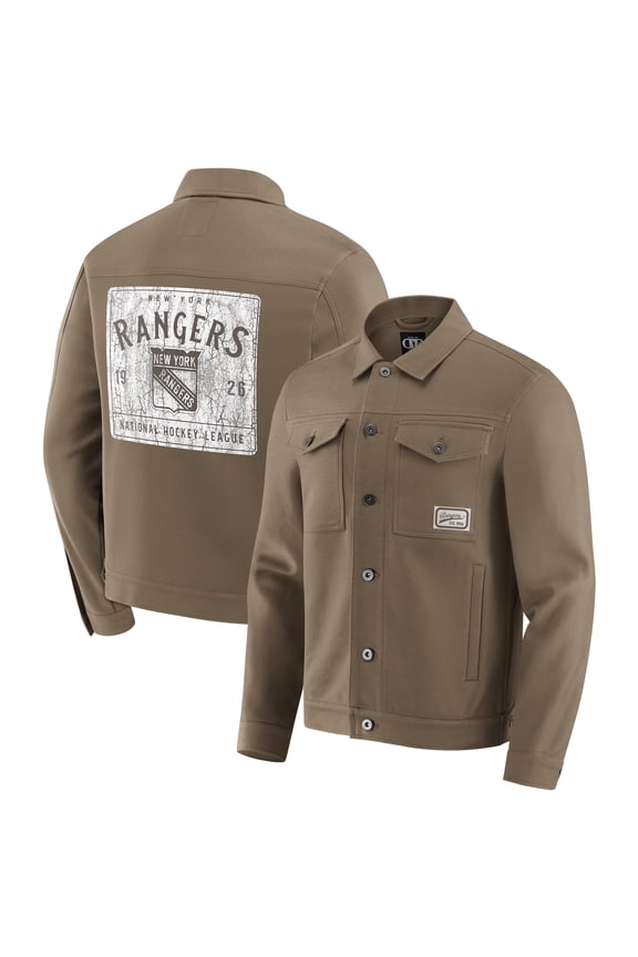 Men's Darius Rucker Collection by Fanatics Tan New York Rangers Trucker Full-Button Jacket
