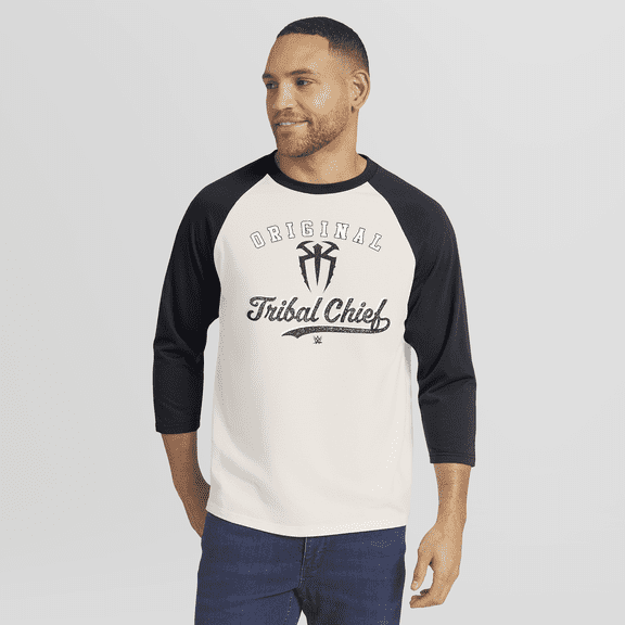 Men's Darius Rucker Collection by Fanatics White/Black Roman Reigns 3/4 Sleeve Raglan T-Shirt