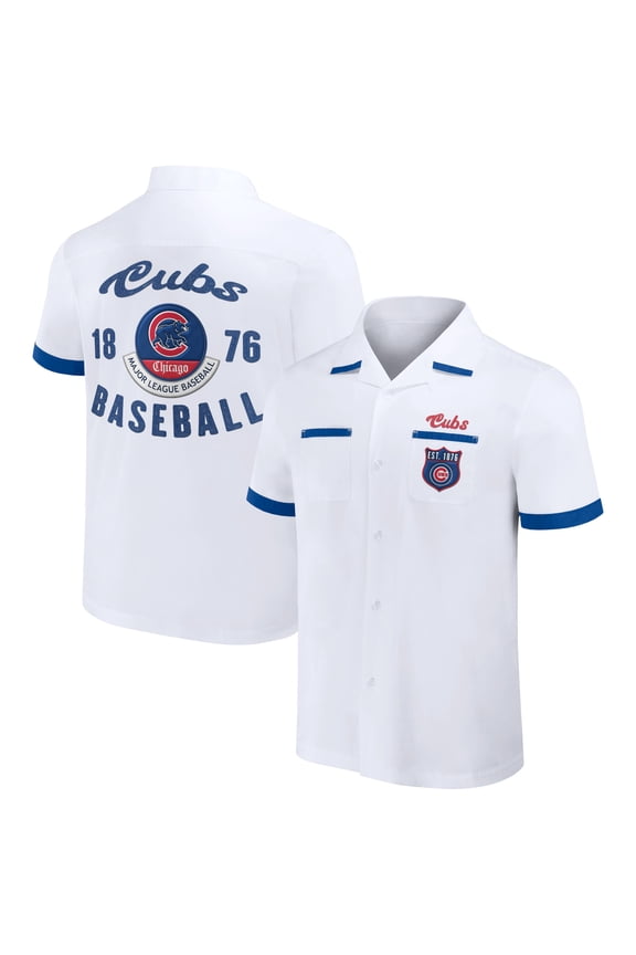 Men's Darius Rucker Collection by Fanatics White Chicago Cubs Bowling Button-Up Shirt