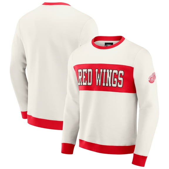 Men's Darius Rucker Collection by Fanatics  Cream Detroit Red Wings Colorblock Pullover Sweatshirt