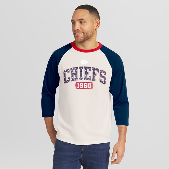 Men's Darius Rucker Collection by Fanatics White/Navy Kansas City Chiefs Americana 3/4 Sleeve Raglan T-Shirt