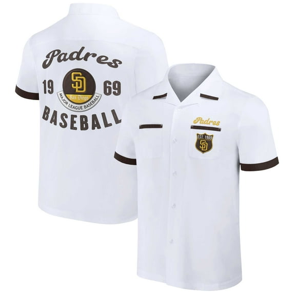 Men's Darius Rucker Collection by Fanatics White San Diego Padres Bowling Button-Up Shirt