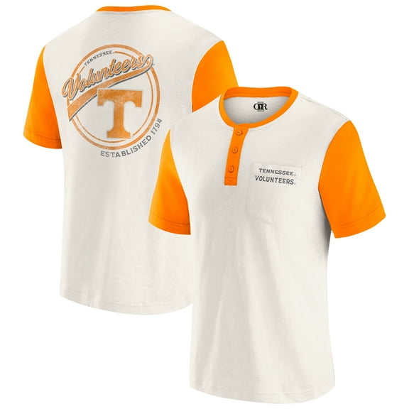 Men's Darius Rucker Collection by Fanatics Cream/Tennessee Orange Tennessee Volunteers Henley Color Block Slub T-Shirt