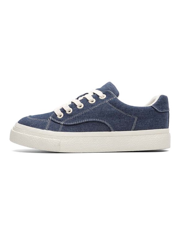 Men's Dark Blue Denim Chunky Platform Sneakers, Minimalist Casual Shoes